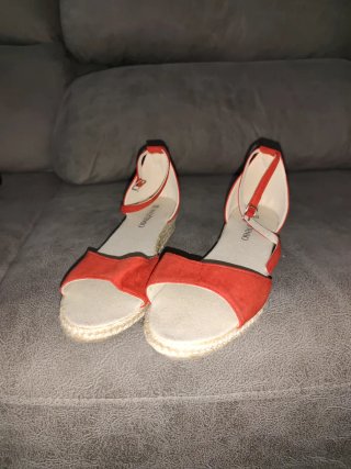 Sandalias cuña esparto rojas talla 38