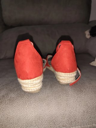 Sandalias cuña esparto rojas talla 38