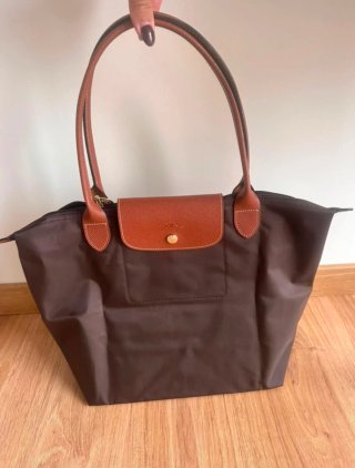 Mala Longchamp Couro e Tecido