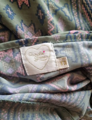 Vestito lungo fantasia verde e rosa