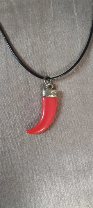 Collar Colgante Cuerno Rojo Amuleto