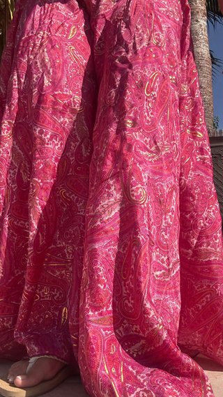 Falda pantalón boho dorada y rosa