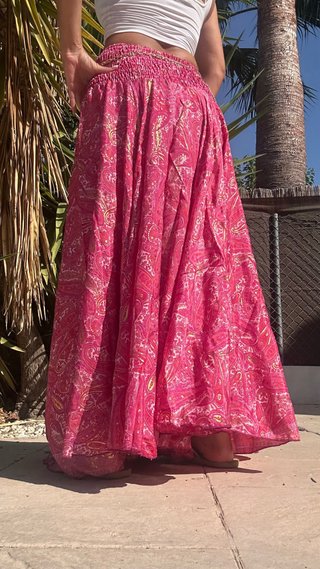 Falda pantalón boho dorada y rosa