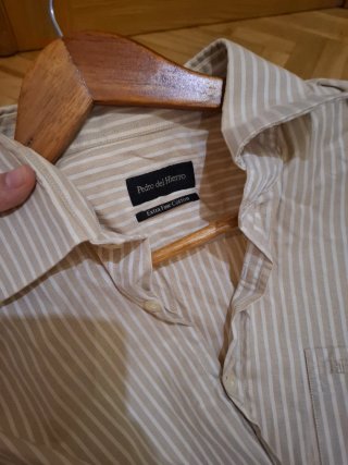 Camisa Pedro del Hierro Rayas Beige y Blanca