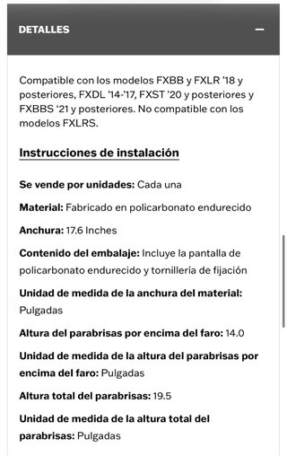 Cúpula Parabrisas Harley Davidson