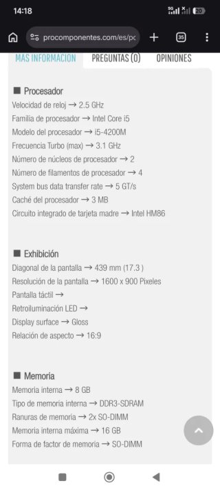 Acer Aspire E1-772G Portátil Negro