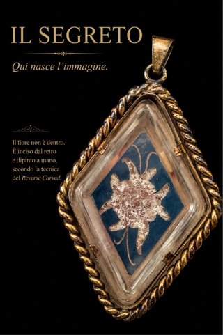 Antico pendente reverse carved lucite fiore