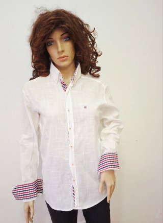 Camisa GANT Blanca Rayas Cuello y Puños