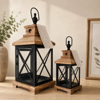 Faroles de madera y metal (2 unidades)