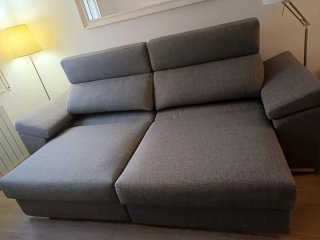 Sofá cama 3 plazas gris tela