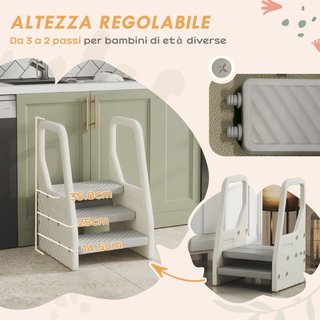 Taburete infantil 2-5 años HDPE, 43x42x65.5 cm, Cr