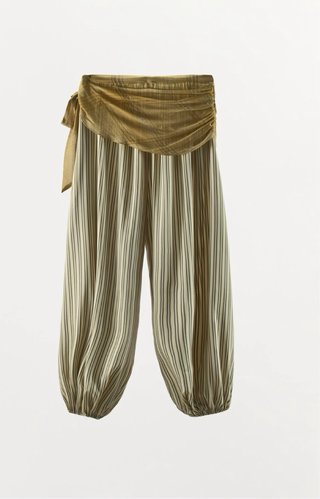 Pantalón bombacho rayas verde y amarillo ZARA