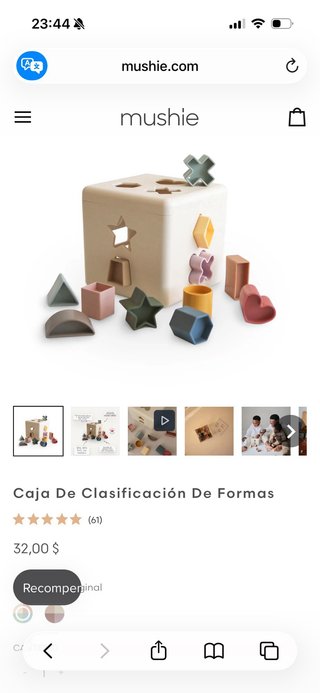 Cubo didáctico geométricas figuras. MUSHIE