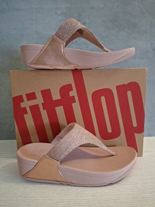 FitFlop Lulu Shimmerlux Sandalias Cuña Doradas Ros