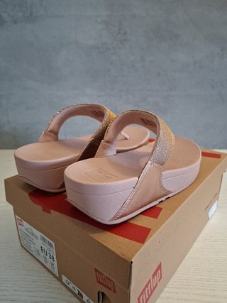 FitFlop Lulu Shimmerlux Sandalias Cuña Doradas Ros