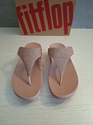 FitFlop Lulu Shimmerlux Sandalias Cuña Doradas Ros