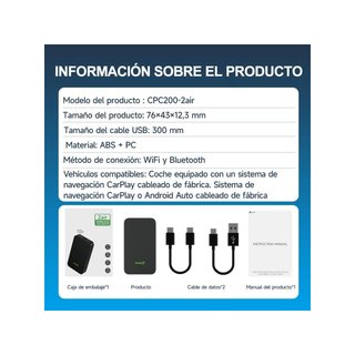 Carlinkit 5.0 Adaptador CarPlay y Android Auto