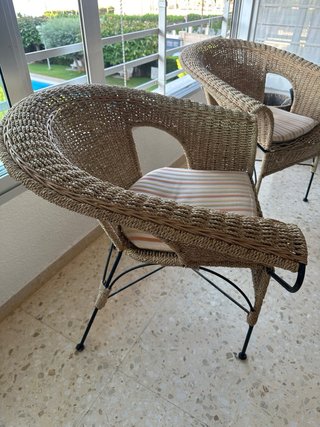 2 Sillas Mimbre balcón/Terraza/Jardín