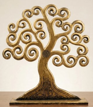 Escultura Árbol de la Vida dorado Celta nuevo