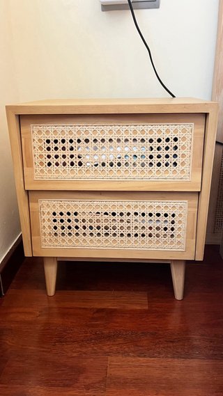 Mesitas de noche pino y rattan Maisons du Monde