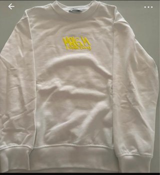 Felpa MSGM bianca con logo giallo