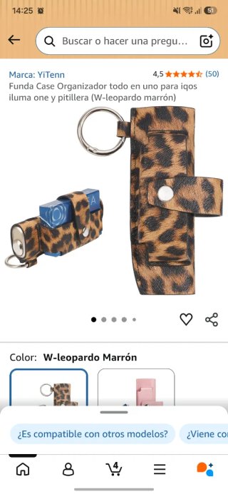 Funda leopardo pitillera con llavero