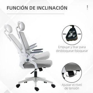 Silla Oficina Malla Giratoria Reposacabezas Gris