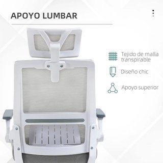 Silla Oficina Malla Giratoria Reposacabezas Gris