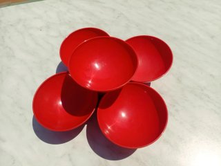 Juego 5 Cuencos Vintage Aperitivos Plástico Rojo