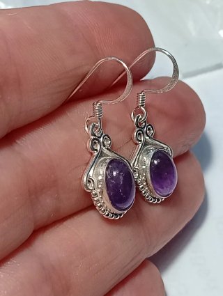 Pendientes Plata Ley Amatista Ovalada