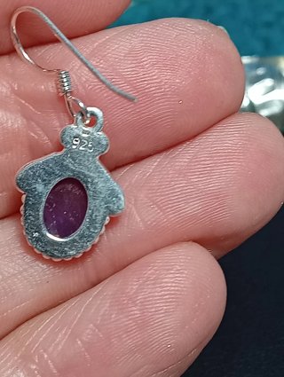 Pendientes Plata Ley Amatista Ovalada
