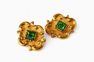 Orecchini Christian Lacroix vintage oro e verdi
