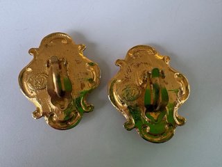 Orecchini Christian Lacroix vintage oro e verdi