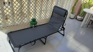 Tumbona Plegable Gris Oscuro. Nueva