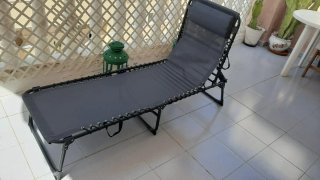 Tumbona Plegable Gris Oscuro. Nueva