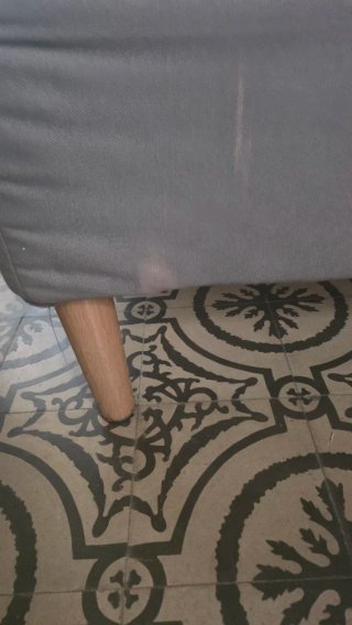 Base de cama tapizada gris y beige 90x200
