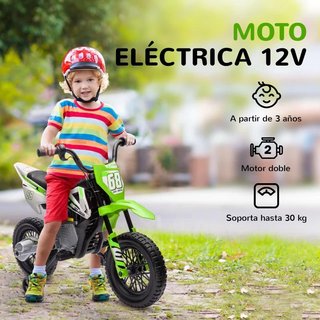 Moto Infantil 12V con Música y Ruedas Verde