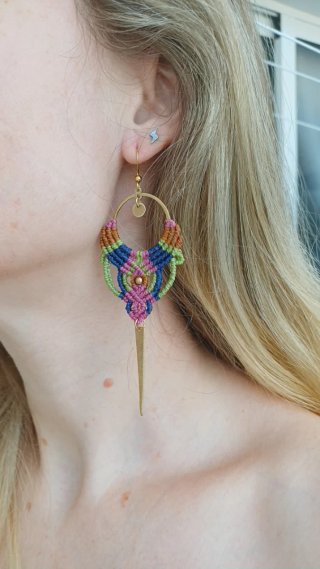 Pendientes macramé multicolor