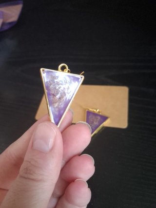 Orecchini Triangolo Fiore Viola Dorato