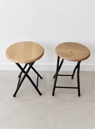 2 Taburetes Plegables Madera y Metal