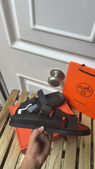 Sandalias Hermès Chypre Piel Negras