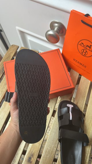Sandalias Hermès Chypre Piel Negras