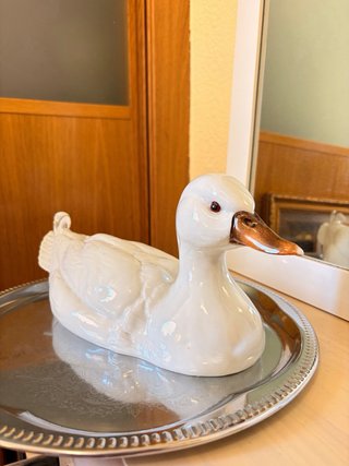 Figura Pato Porcelana Blanco