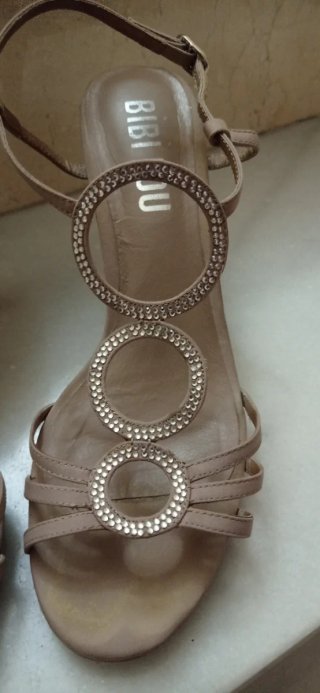 Sandalias BIBI LOU tacón pedrería beige