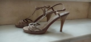 Sandalias BIBI LOU tacón pedrería beige