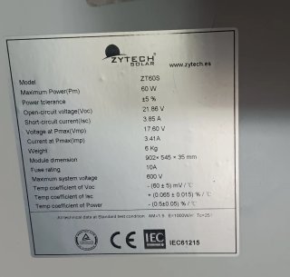 Panel solar 12v 60w
