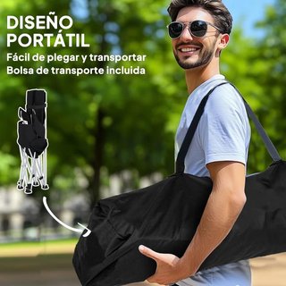 2 Sillas Camping Reposapiés Portavasos Bolsa Negra