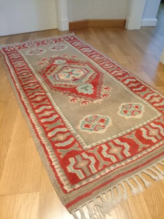 Alfombra lana turca hecha a mano 130x70cm