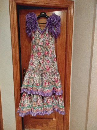 Traje Flamenca Gitana Floral Volantes