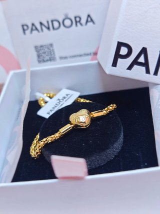 Pulsera Pandora Corazón 19cm dorada S925 ale